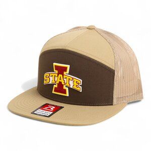 Iowa State Cyclones 3D Snapback Seven-Panel Trucker Hat- Brown/ Tan